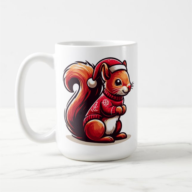 Mug Écureuil de Noël avec chapeau de Noël, écureuil de (Gauche)