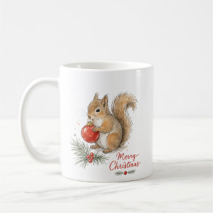 Mug Écureuil de Noël avec ornement rouge