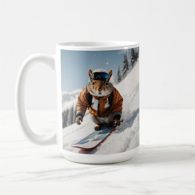 Mug Écureuil de snowboard Heure d'hiver Animaux Whimsi (Gauche)