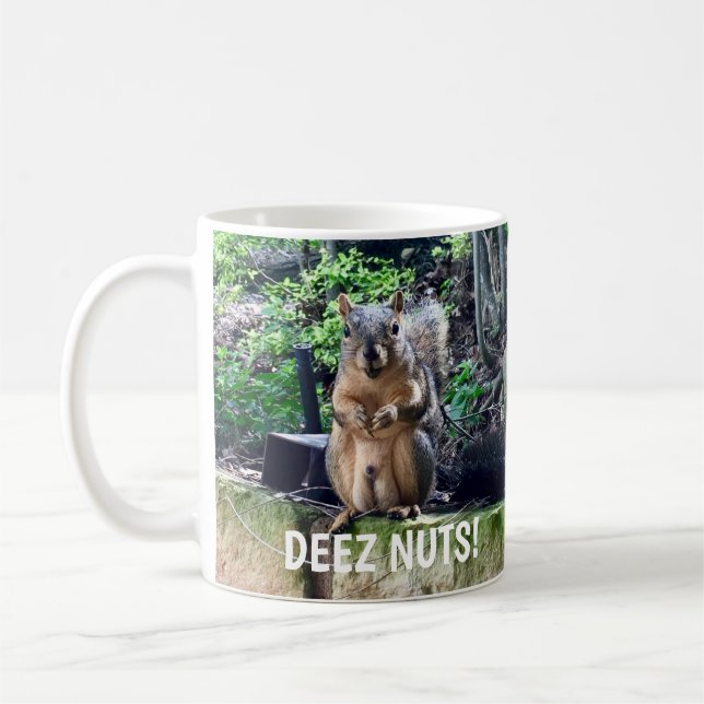 Mug Écureuil drôle Deez Nuts Humour inapproprié (Gauche)