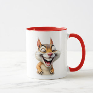 Mug Écureuil hilarant, sourire et yeux plissés.