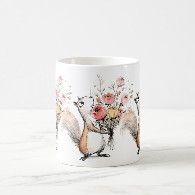 Mug Écureuil mignon avec bouquet de fleurs (Centre)