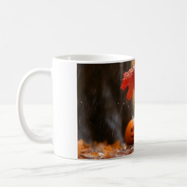 Mug Écureuil mignon avec parapluie à feuilles - Pluie  (Gauche)