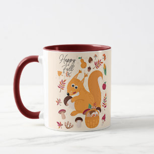 Mug Écureuil mignon d'automne avec texte personnalisé