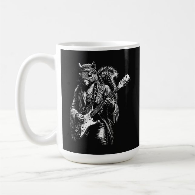 Mug Écureuil Psychedélique à la Guitare - Rock Vintage (Gauche)