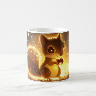 Mug écureuil rouge mignon dans une forêt magique