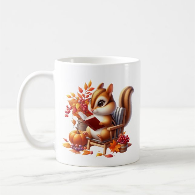 Mug Écureuil saisonnier de l'automne mûr ajouter un mo (Gauche)
