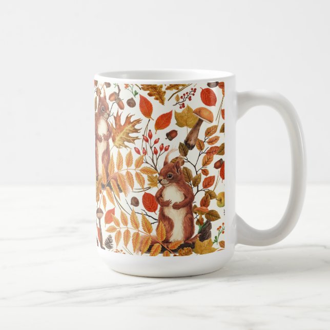 Mug Écureuils d'automne et flore automnale sur le blan (Droite)