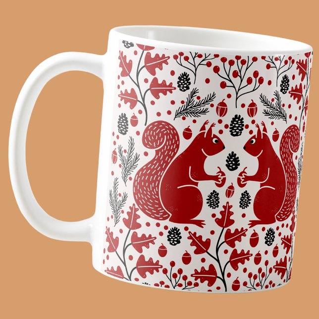 Mug Écureuils roux dans la forêt (Red squirrel in the forest arts and crafts style coffee mug)