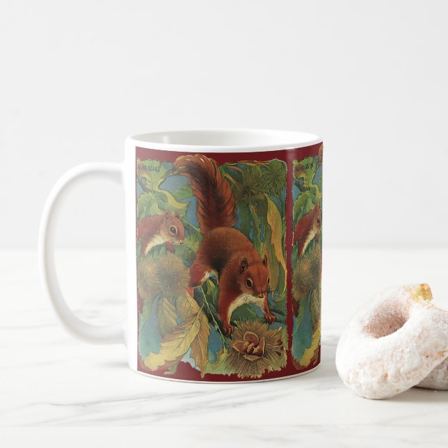 Mug Écureuils vintages, Créatures Forestières, Animaux (Avec donut)