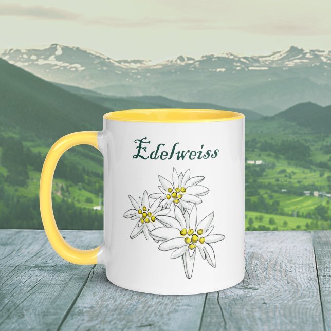 Mug Edelweiss Fleur sauvage alpin Jaune à main (Créateur téléchargé)