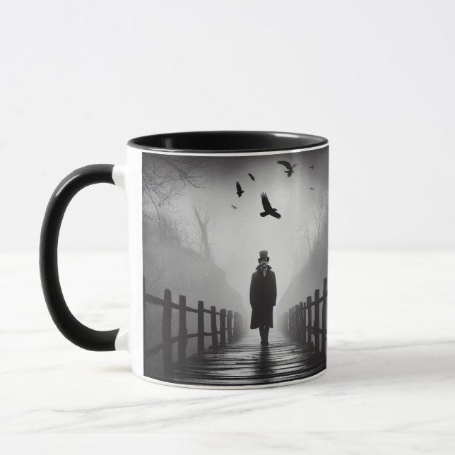 Mug Edgar Allan Poe Poet Bridge Ravens Foggy Éffrayant (Gauche)