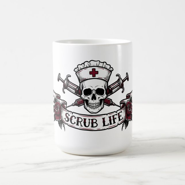 Mug Edgy Tattoo Skull Nurse Scrub Life  (Centre)