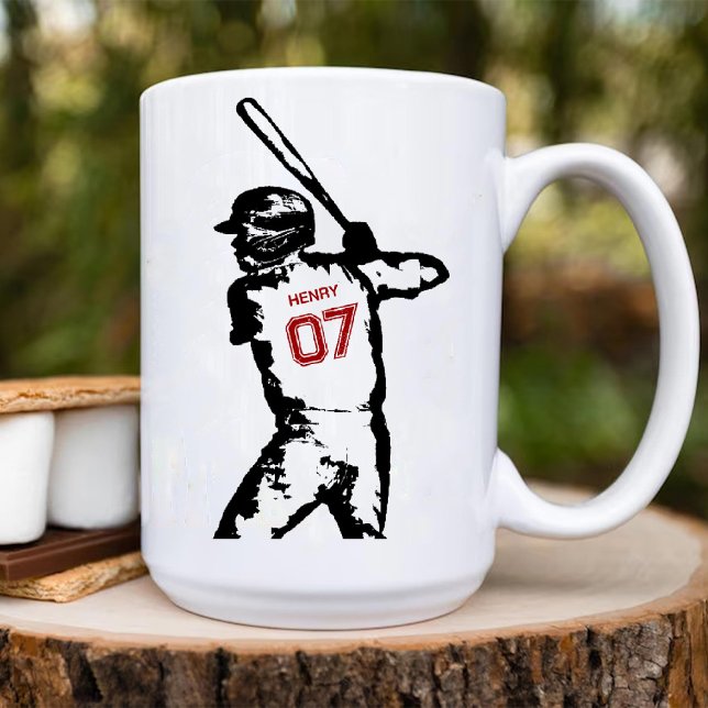 Mug Editable Name & Jersey Number Baseball Birthday (Editable Name & Jersey Number Baseball Birthday Coffee Mug)