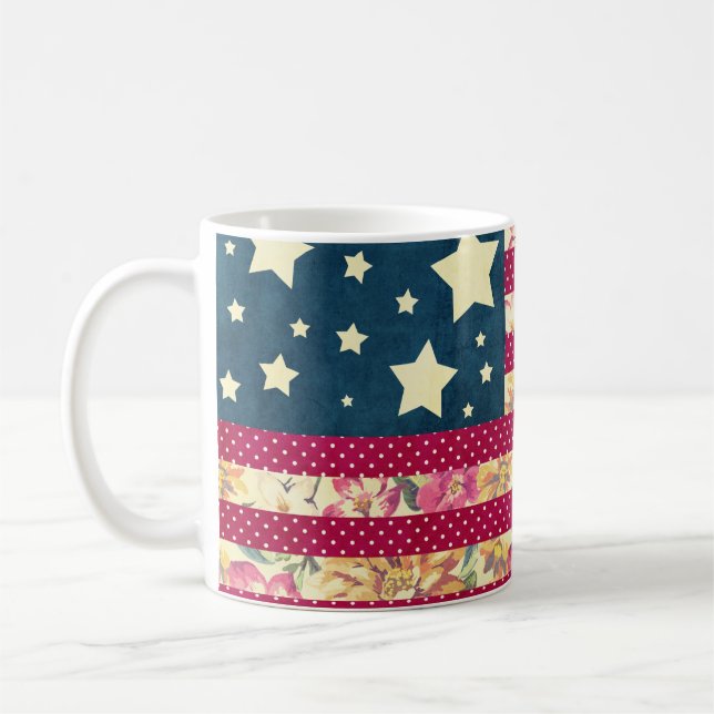 Mug Édredon chic minable de drapeau américain de | (Gauche)