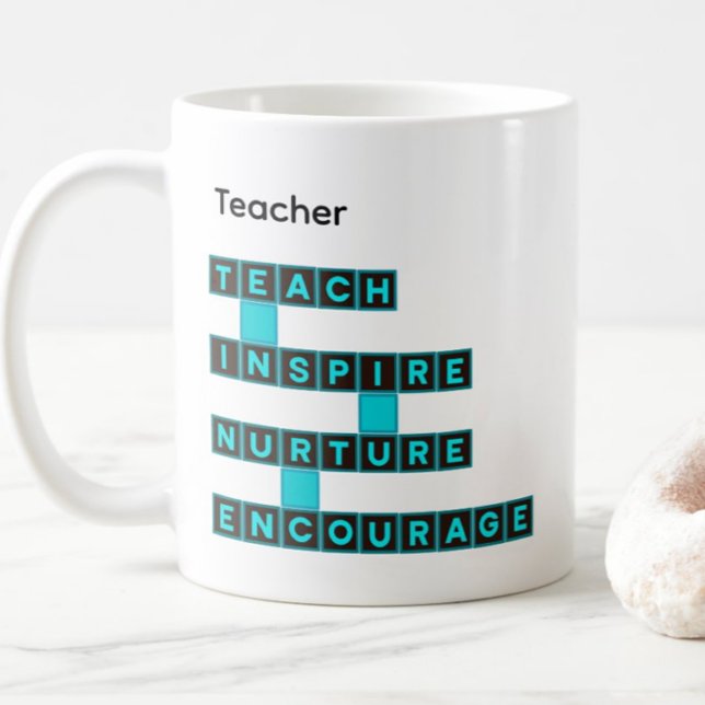 Mug Educator Teacher Word Tile Teal Custom Text (Créateur téléchargé)