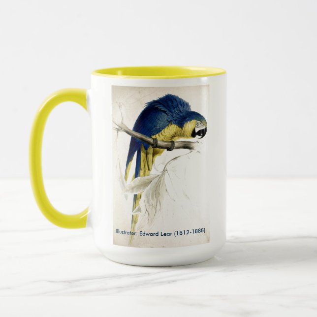 Mug Edward Lear Collection D'Oiseaux Macaw Bleu Et Jau (Gauche)