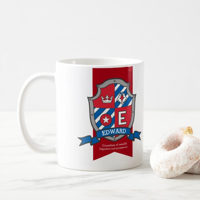 Mug Edward oiseau crête rouge nom bleu signifiant muqu (Avec donut)