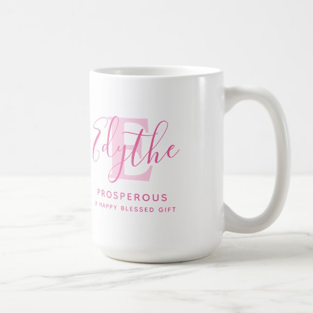 Mug Edyle nom signifiant texte rose monogramme (Droite)