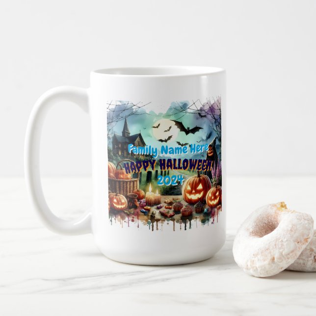Mug Eerie Halloween Night Watercolor (Avec donut)