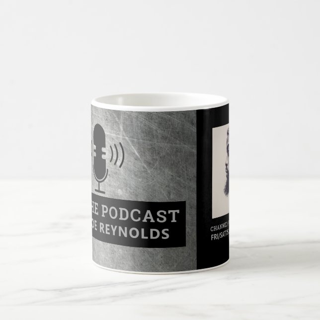 Mug Effet Métal Rayé, Podcaster, Publicité pour Podcas (Centre)