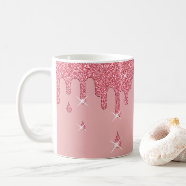 Mug Effet Parties scintillant rose et étincelles (Avec donut)