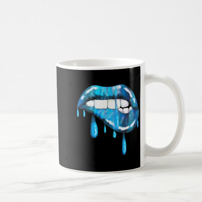 Mug Effet rouge à lèvres mordant bleu dégoulinant 80s (Droite)