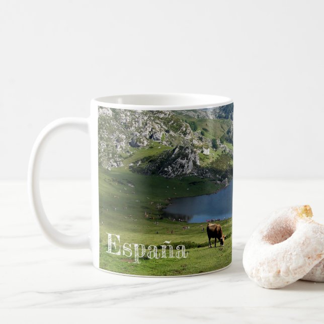 Mug effiloche Lagos de Covadonga dans Asturies, (Avec donut)