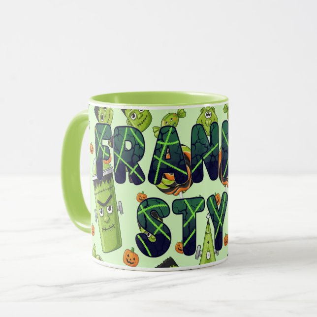 Mug Éffrayant Bold Frankenstein Halloween esthétique (Devant gauche)