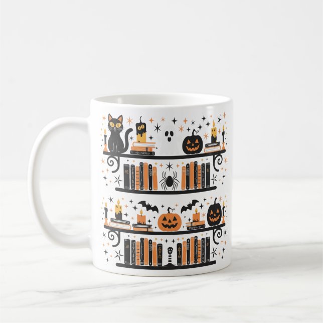 Mug Éffrayant Citrouille Chat Araignée de chauve-souri (Gauche)