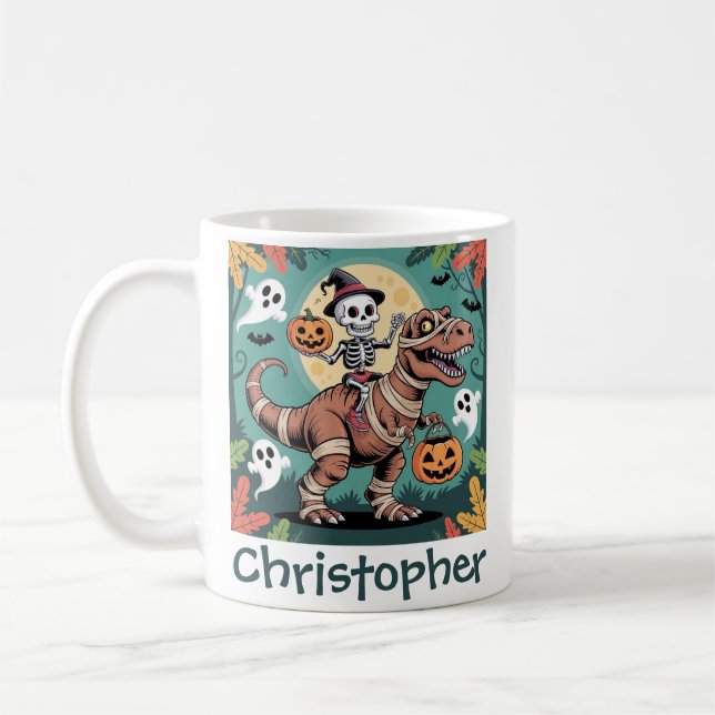 Mug Éffrayant Dino Rider - Squelette sur Mummy T-Rex (Gauche)
