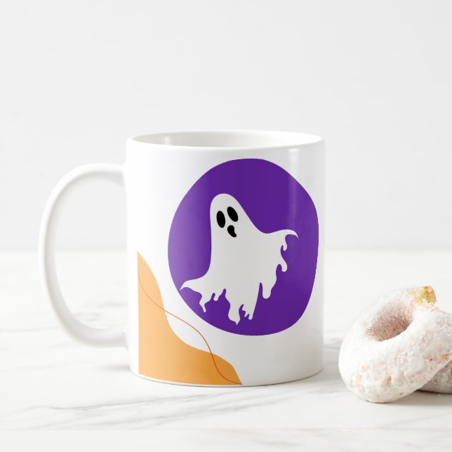 Mug Éffrayant Ghost & Formes Abstraites Blob Cadeau Ha (Avec donut)