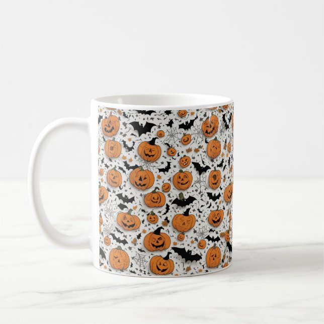 Mug Éffrayant Halloween Citrouilles et chauves-souris  (Gauche)