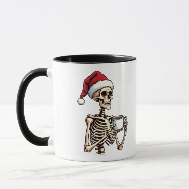Mug Éffrayant Halloween Sipping Café Noël Père Noël (Gauche)