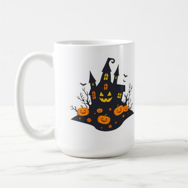 Mug Éffrayant Haunted House & Jack-O'-Lantern Illustra (Gauche)