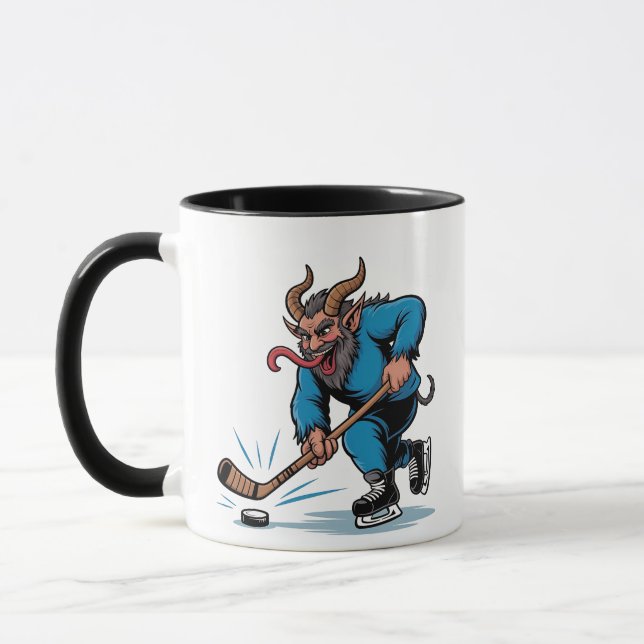 Mug Éffrayant Krampus Jouer au hockey sur glace Noël (Gauche)