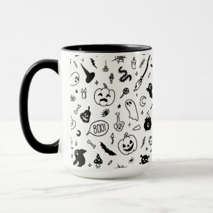 Mug éffrayant motif de doodle de la fête de l'hallowee