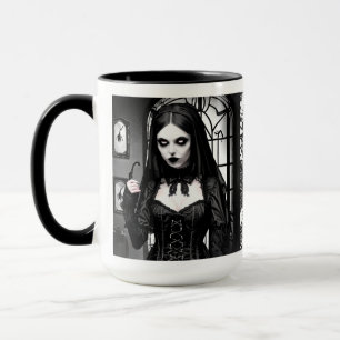Mug Éffrayante fille gothique noire et blanche