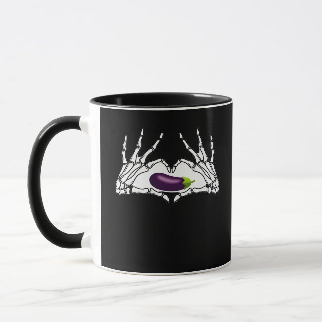 Mug Eggplant Classic - Squelette Mains Coeur (Gauche)