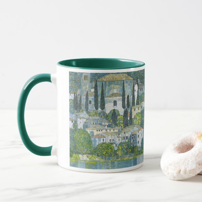 Mug Église (Kirche) à Cassone par Gustav Klimt (Avec donut)