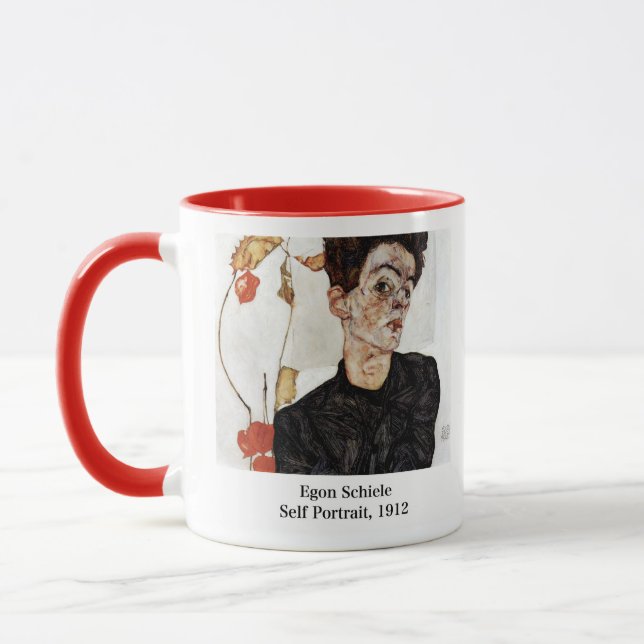 Mug Egon Schiele , Self portrait, 1912 (Gauche)