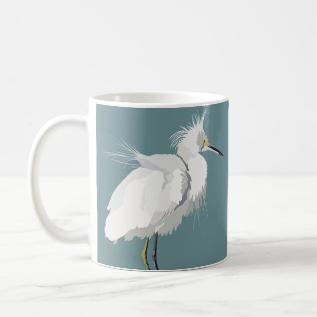 Mug Egret neigeux sur Turquoise léger (Gauche)