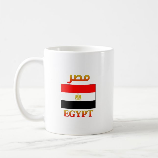 Mug Egypte Drapeau en français & arabe WordArt (Gauche)