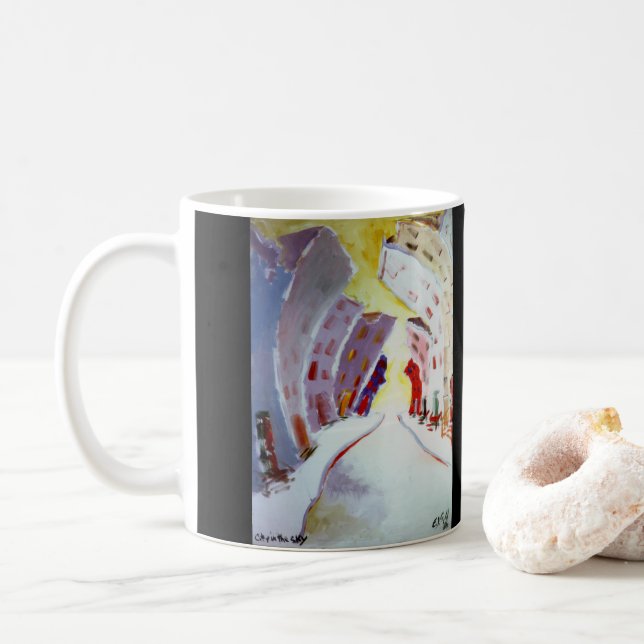Mug ejgoldguru - Acrylique - Ville dans le ciel (Avec donut)