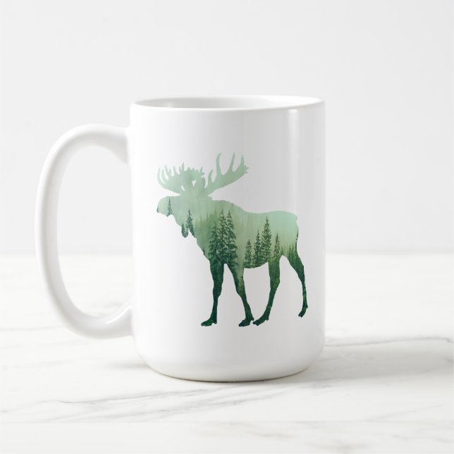 Mug Élan Cerf Et Forêt Nature (Gauche)