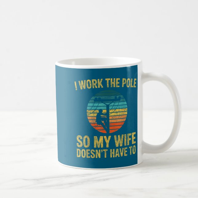 Mug Électricien Rétro Coucher de soleil, je travaille  (Droite)