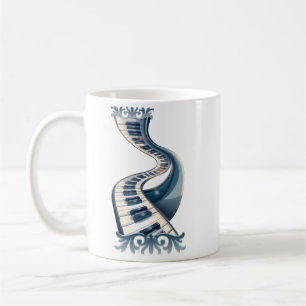 Mug Élégance dans les touches de piano et les fleurs. 