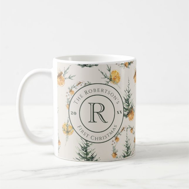 Mug Élégance de Noël : Monogrammé nouvellement marié (Gauche)