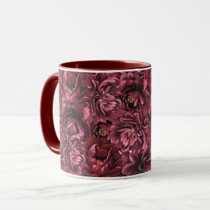 Mug Élégance des fleurs bordeaux