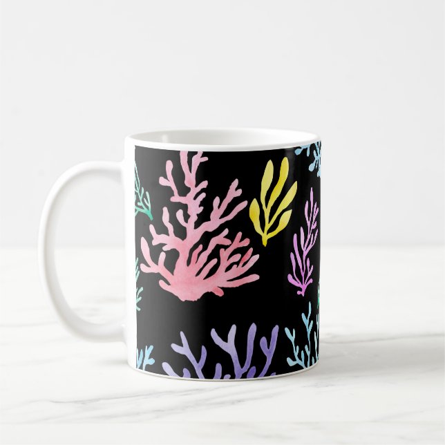 Mug Élégance des récifs de corail : Motif d'aquarelle (Gauche)